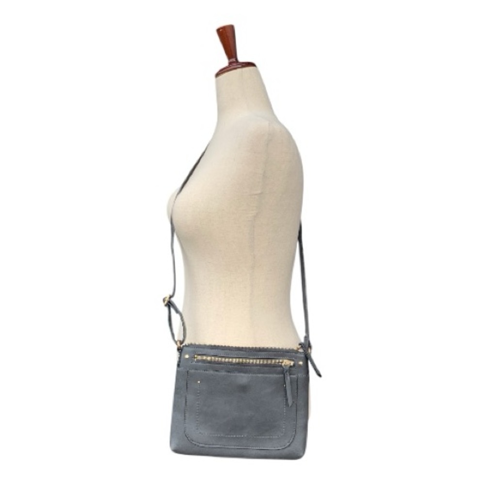INC International Concepts Gray Crossbody Purse Crossover Bag Adj Strap Moto